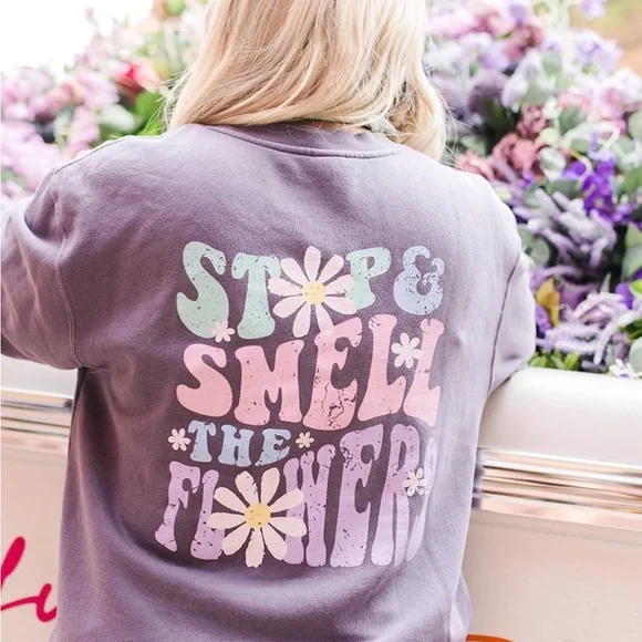 Living Fully Co. Stop & smell the flowers sweatshirt - Picture 2 of 4